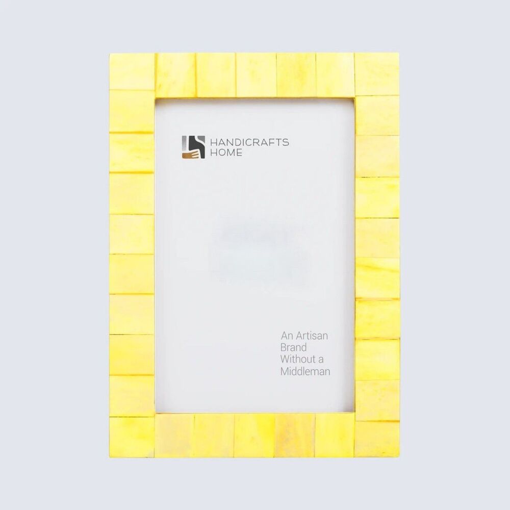 Classic Yellow Bone Inlay Picture Frame 6x14 NEW